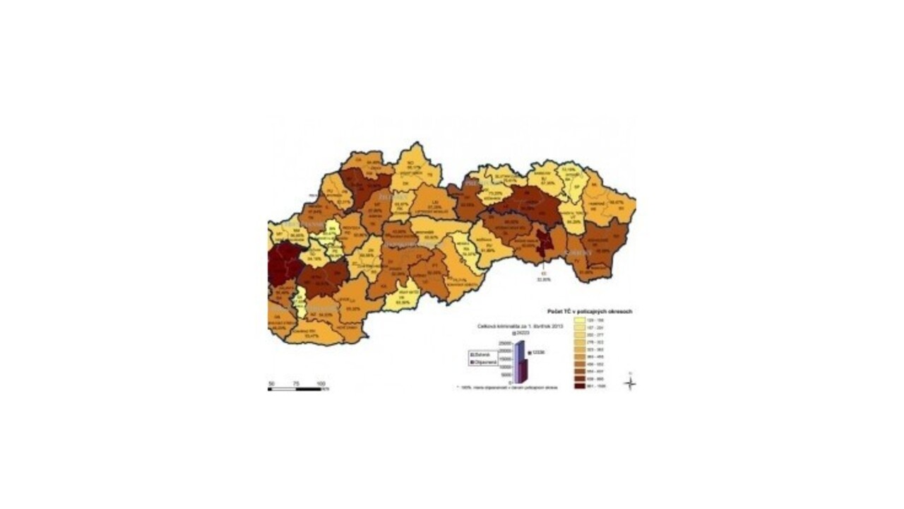 Na webe zverejnili mapy trestných činov na Slovensku