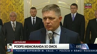 R. Fico s predstaviteľmi ZMOS podpísali spoločné memorandum