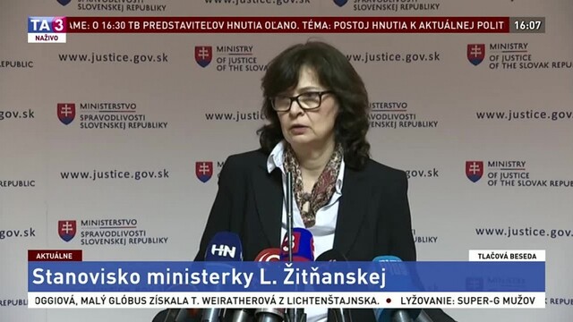 TB ministerky spravodlivosti L. Žitňanskej o aktuálnej politickej situácii