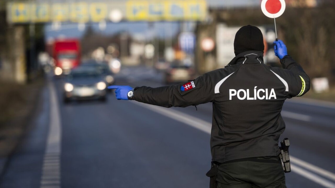 Policajt zastavuje vodiča.