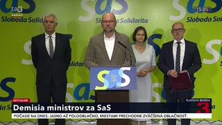 TB predsedu strany SaS R. Sulíka a ministrov SaS M. Kolíkovej, B. Gröhlinga a I. Korčoka o podávaní demisií