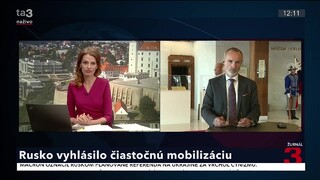 Čiastočná mobilizácia prináša väčšie riziká pre Putina, než pre Zelenského, povedal Valášek