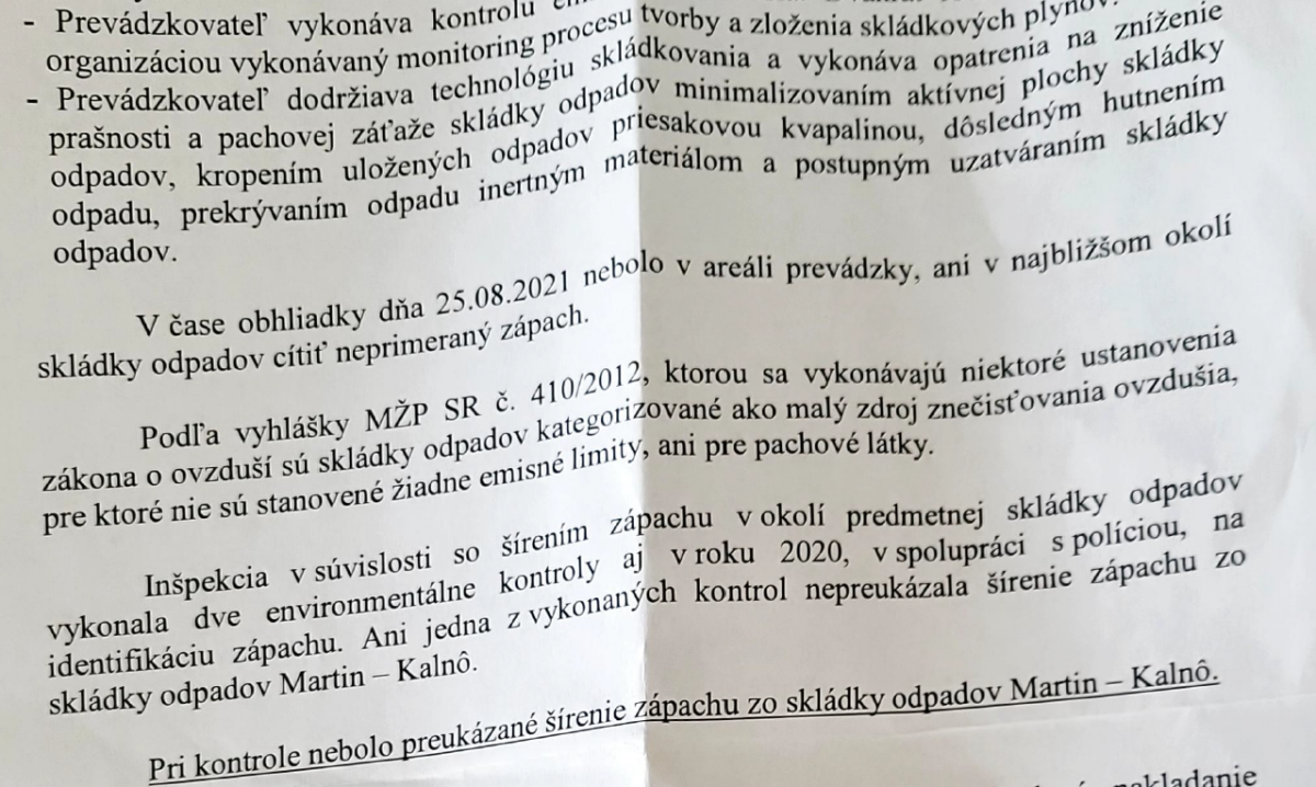 Výsledky kontroly na skládke z roku 2021