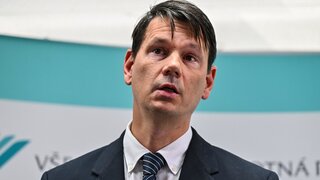 Na snímke minister zdravotníctva SR Michal Palkovič počas tlačovej konferencie Všeobecnej zdravotnej poisťovne (VšZP) k dočasnému vedeniu Všeobecnej zdravotnej poisťovne (VšZP) 11. októbra 2023 v Bratislave.