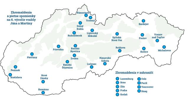 Mapa zhromaždení - Ján a Martina