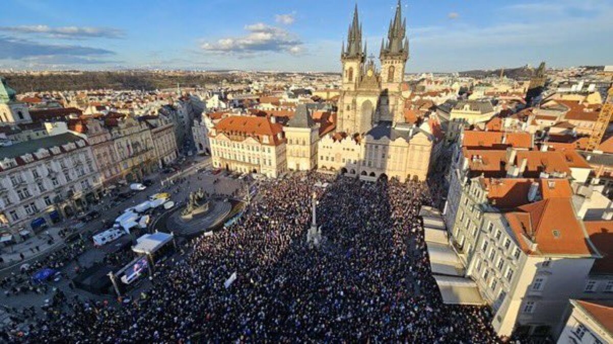 Demonštrácia solidarity s Ukrajinou v Prahe