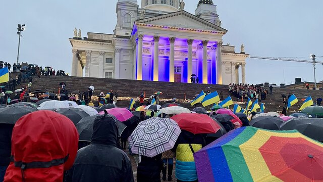 Demonštrácia solidarity s Ukrajinou vo Fínsku