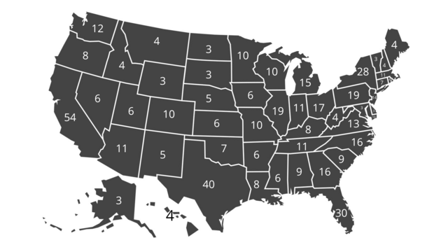 mapa štátov USA