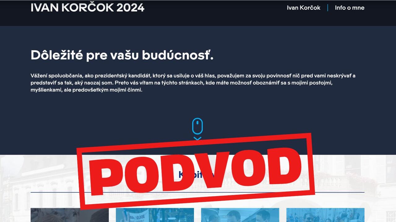 falošný web Korčok