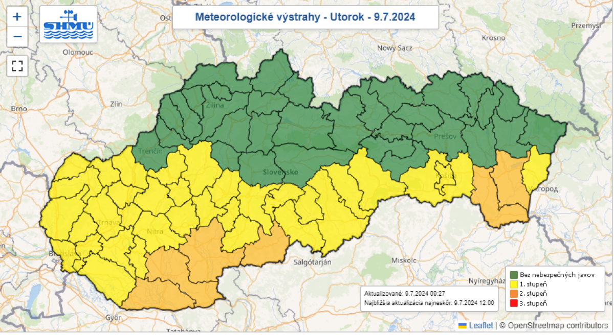 Meteorologické výstrahy na utorok , autor: reprofoto/SHMÚ