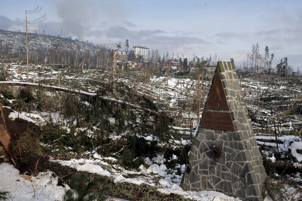 Tatry Na snímke z 28. novembra 2004 odstraňovanie následkov smršte na cintoríne v Starom Smokovci. Starý Smokovec