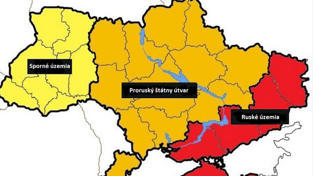 Mapa Ukrajiny podľa Ruska