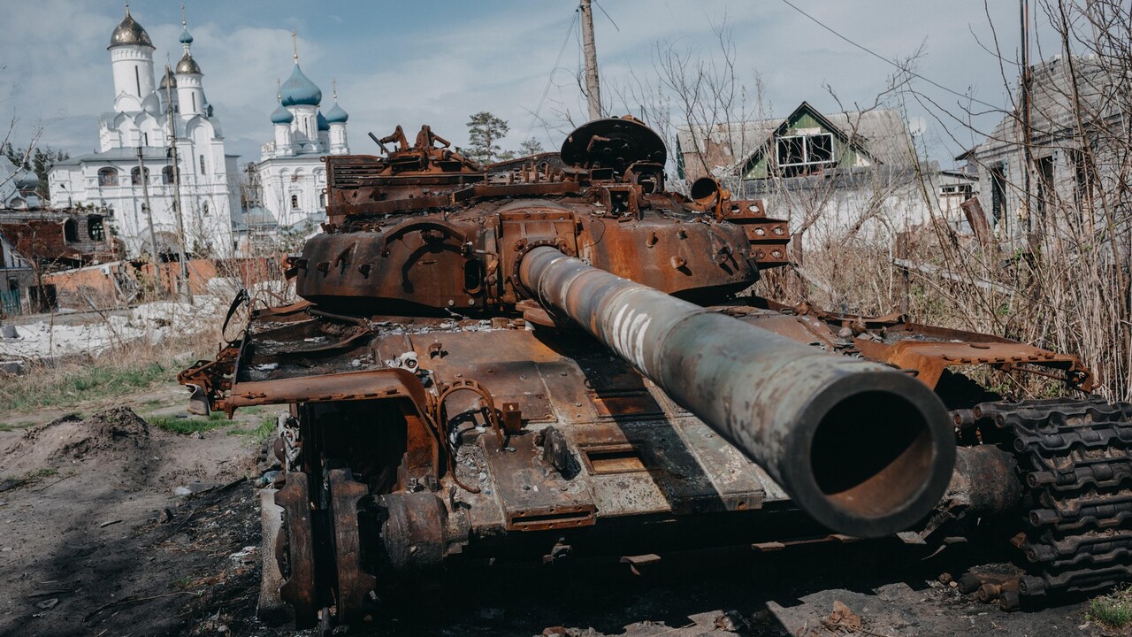 zničený ruský tank, Rusko, Ukrajina