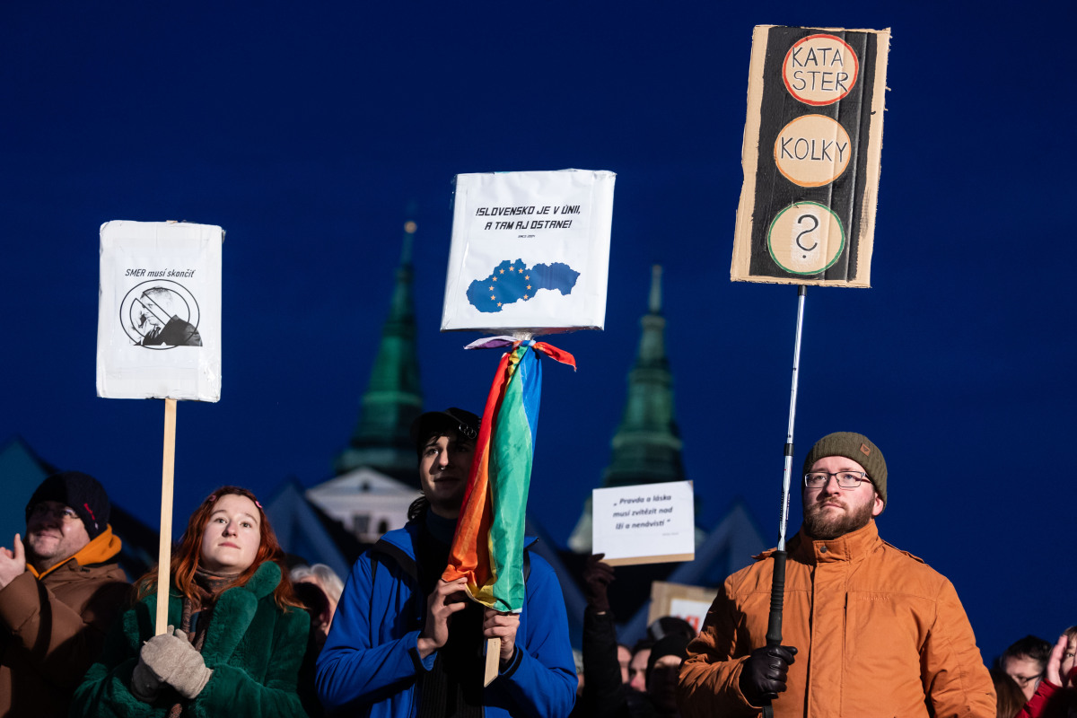 Protivládne zhromaždenie Slovensko je Európa v Žiline