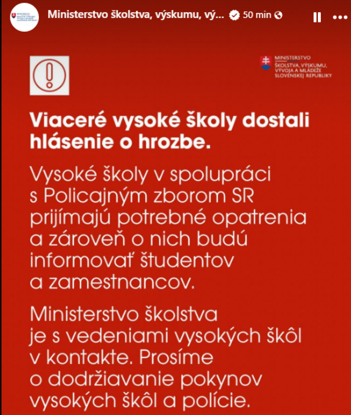 hrozba ministerstvo školstva 